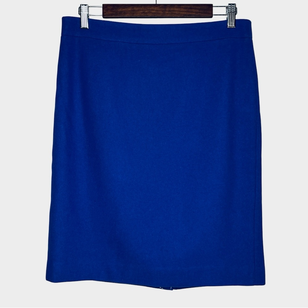 J. Crew The Pencil Skirt Royal Blue Knee Length Wool Academia Womens Size 8 NWT